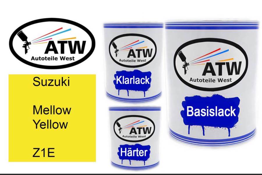 Suzuki, Mellow Yellow, Z1E: 1L Lackdose + 1L Klarlack + 500ml Härter - Set, von ATW Autoteile West.
